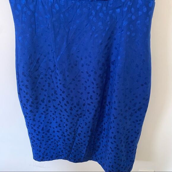 Banana Republic Factory Royal Blue 100% Silk Cap Sleeve Cowl Neckline Dress - Picture 7 of 9